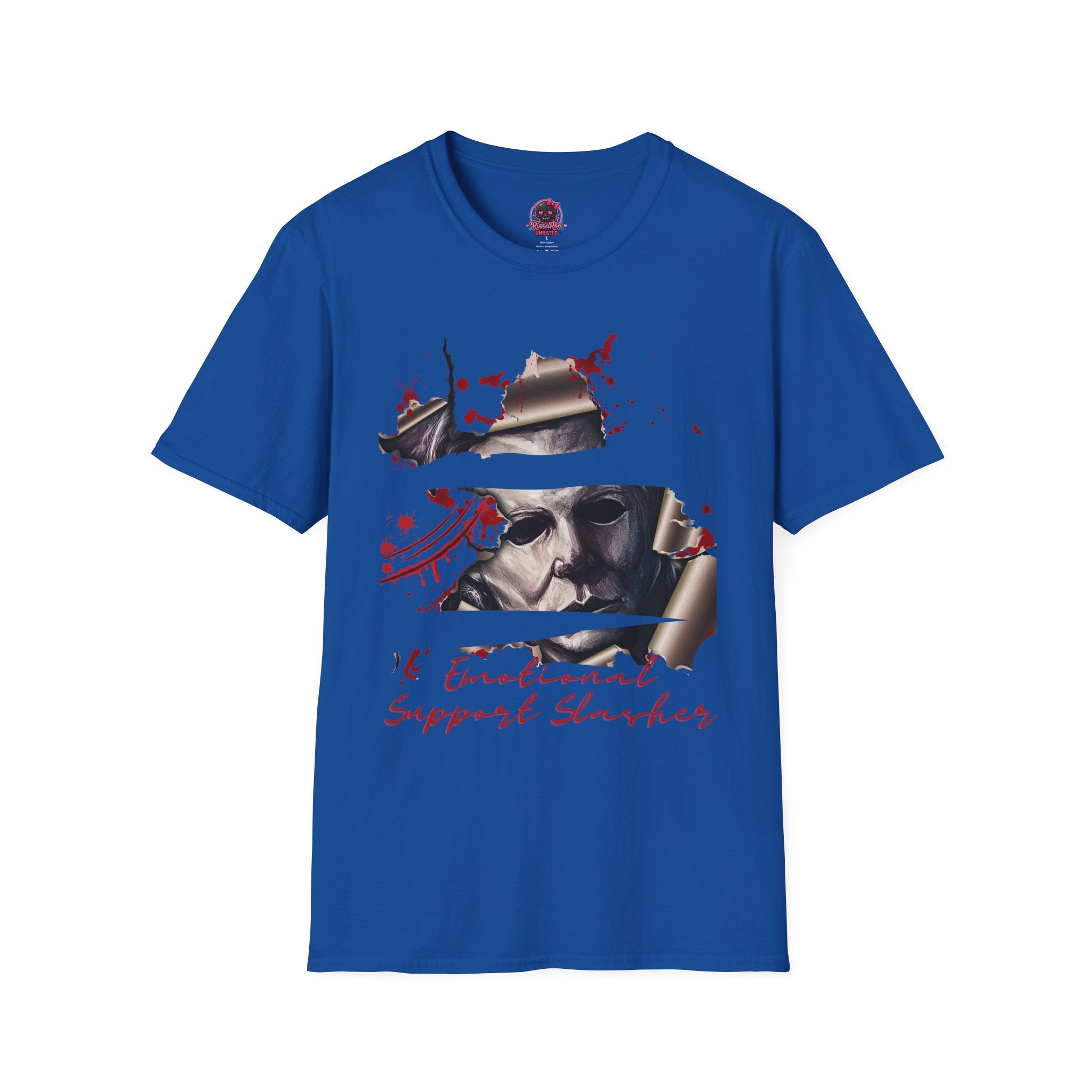 Horror Graphic T-Shirt — ' Emotional Support Slasher' Blood-Splatter Tee