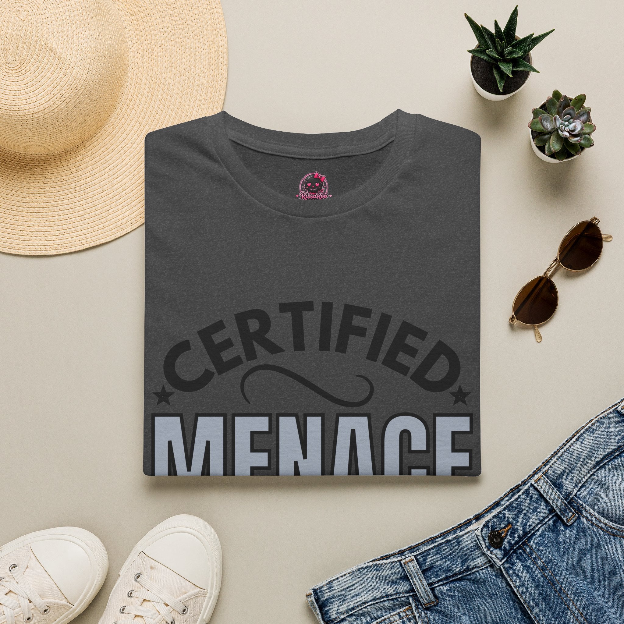 Certified Menace T-Shirt Black Writing — Funny Retro Badge Tee for Sarcastic Teens & Friends