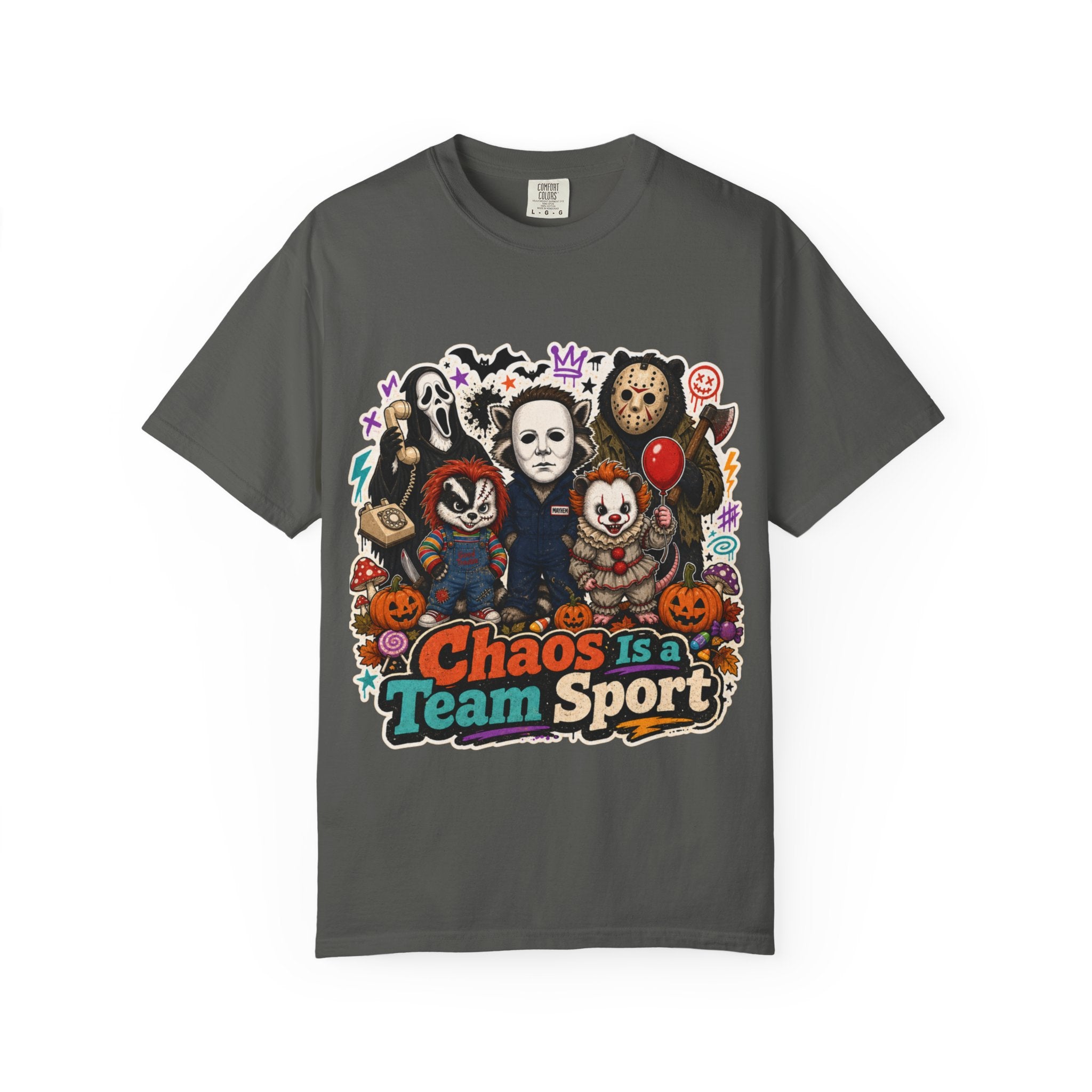 Horror Icons 'Chaos Is a Team Sport' Graphic T-Shirt