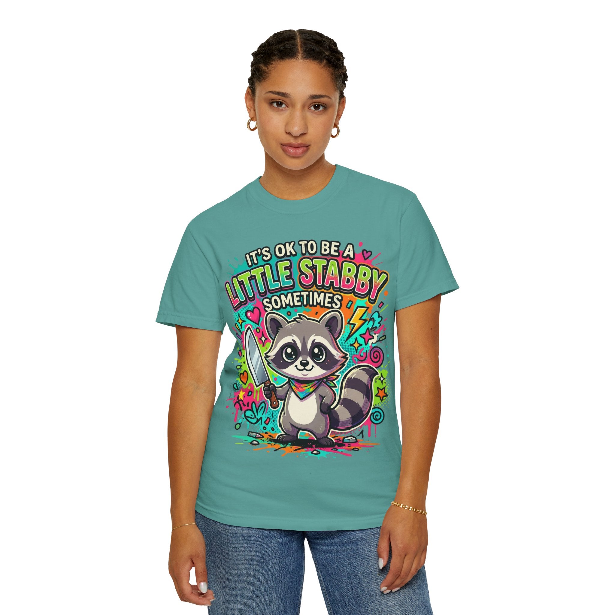 Raccoon "It's OK to Be a Little Stabby Sometimes" Graphic T-Shirt