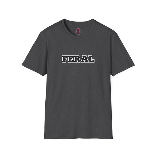 FERAL Graphic Tee — Bold Collegiate Lettering Casual T-Shirt