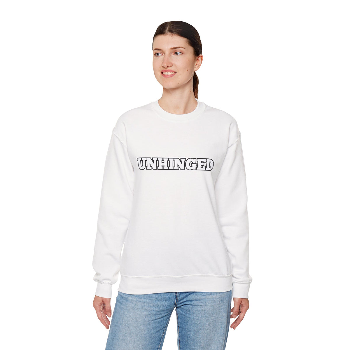 Unhinged Graphic Sweatshirt – Minimal Retro Lettering Crewneck