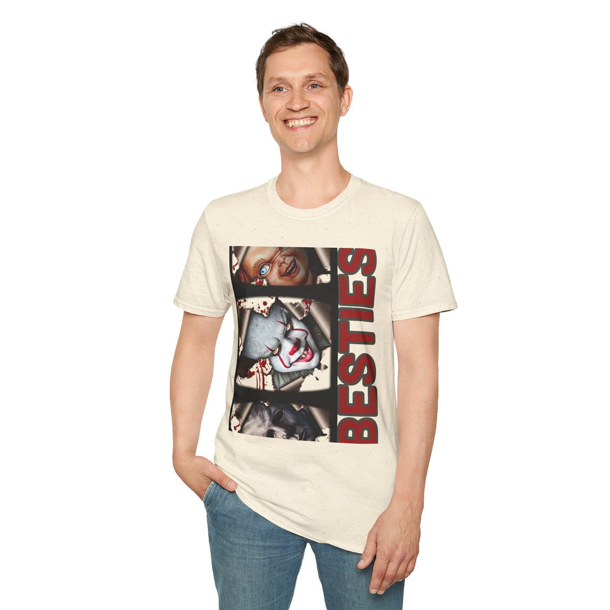 Horror Besties T‑Shirt — Creepy Faces Graphic Tee