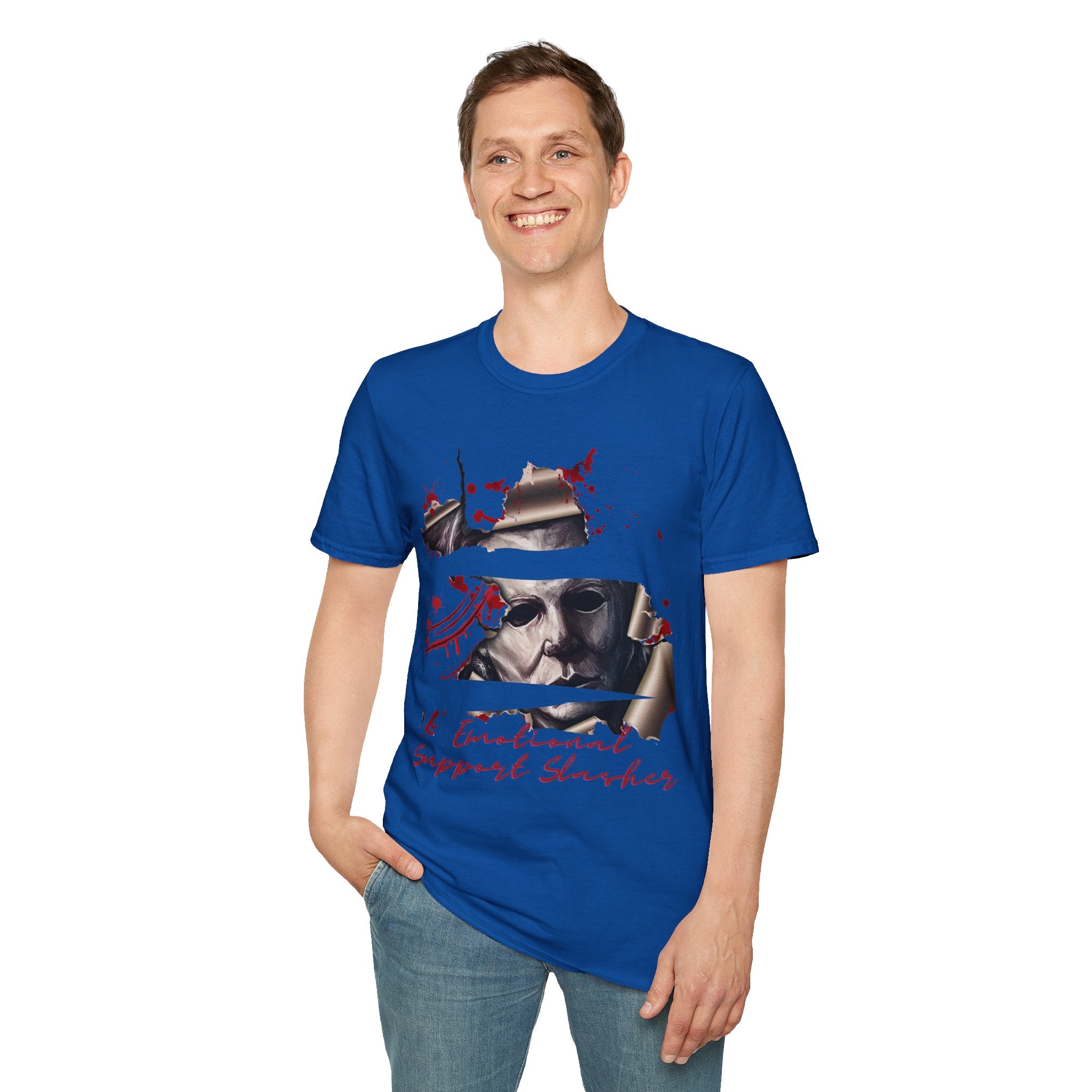 Horror Graphic T-Shirt — ' Emotional Support Slasher' Blood-Splatter Tee