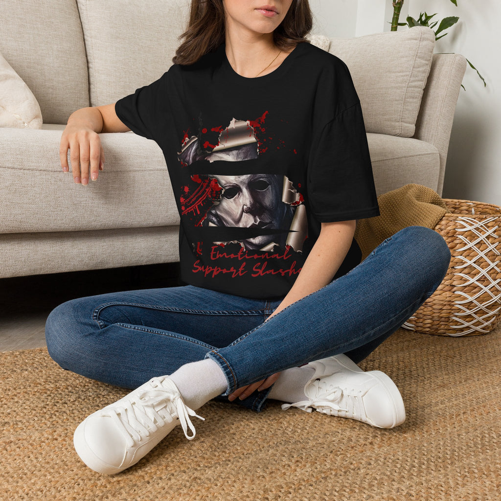 Horror Graphic T-Shirt — ' Emotional Support Slasher' Blood-Splatter Tee