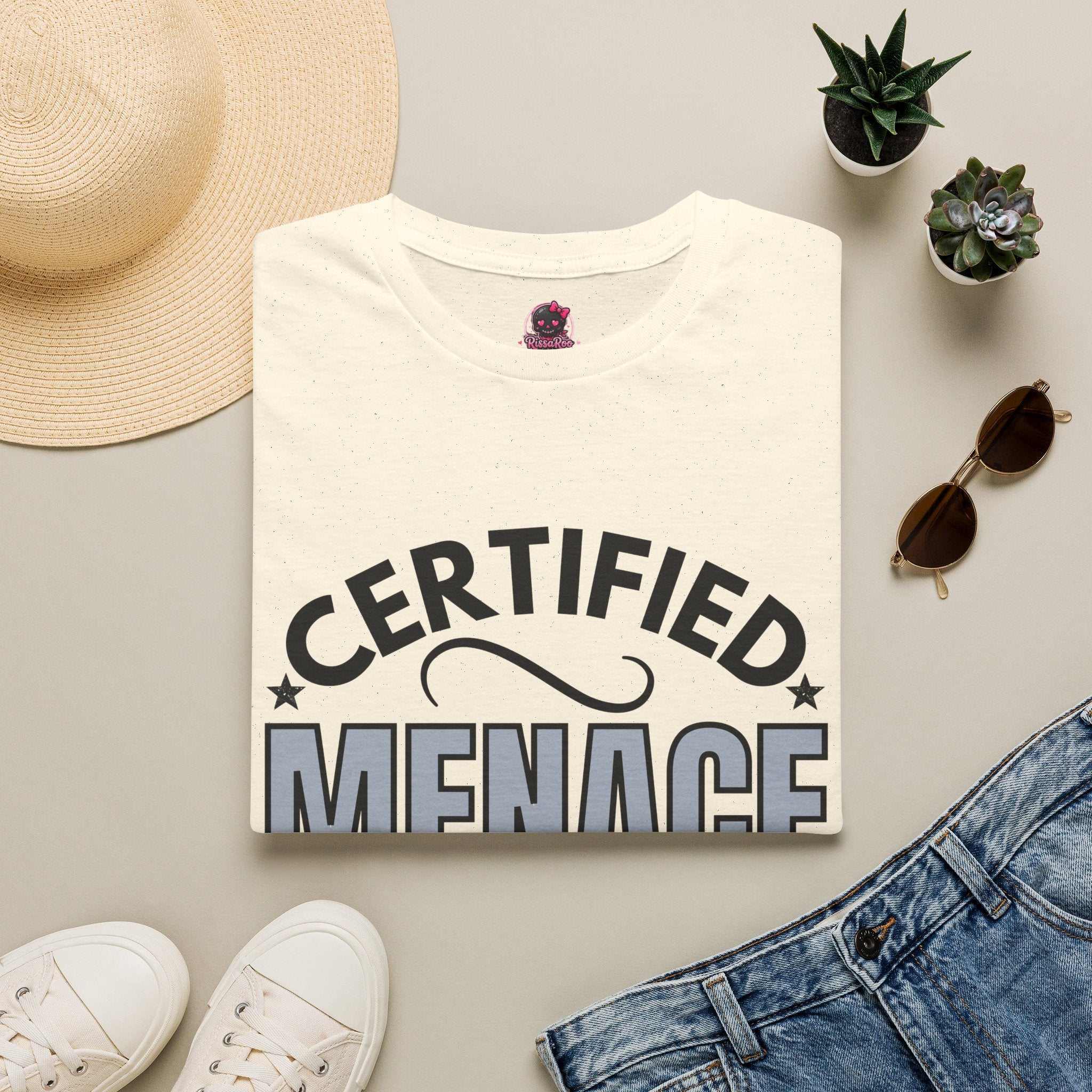 Certified Menace T-Shirt Black Writing — Funny Retro Badge Tee for Sarcastic Teens & Friends