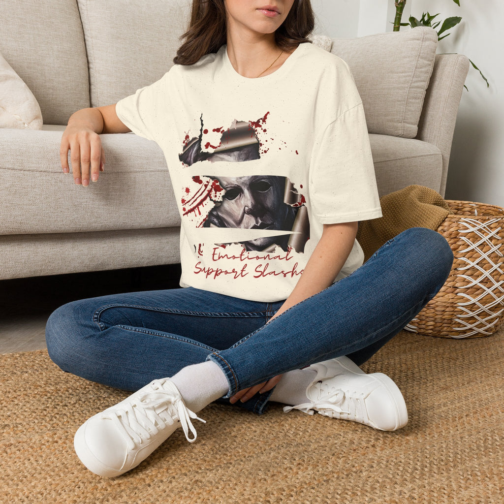 Horror Graphic T-Shirt — ' Emotional Support Slasher' Blood-Splatter Tee