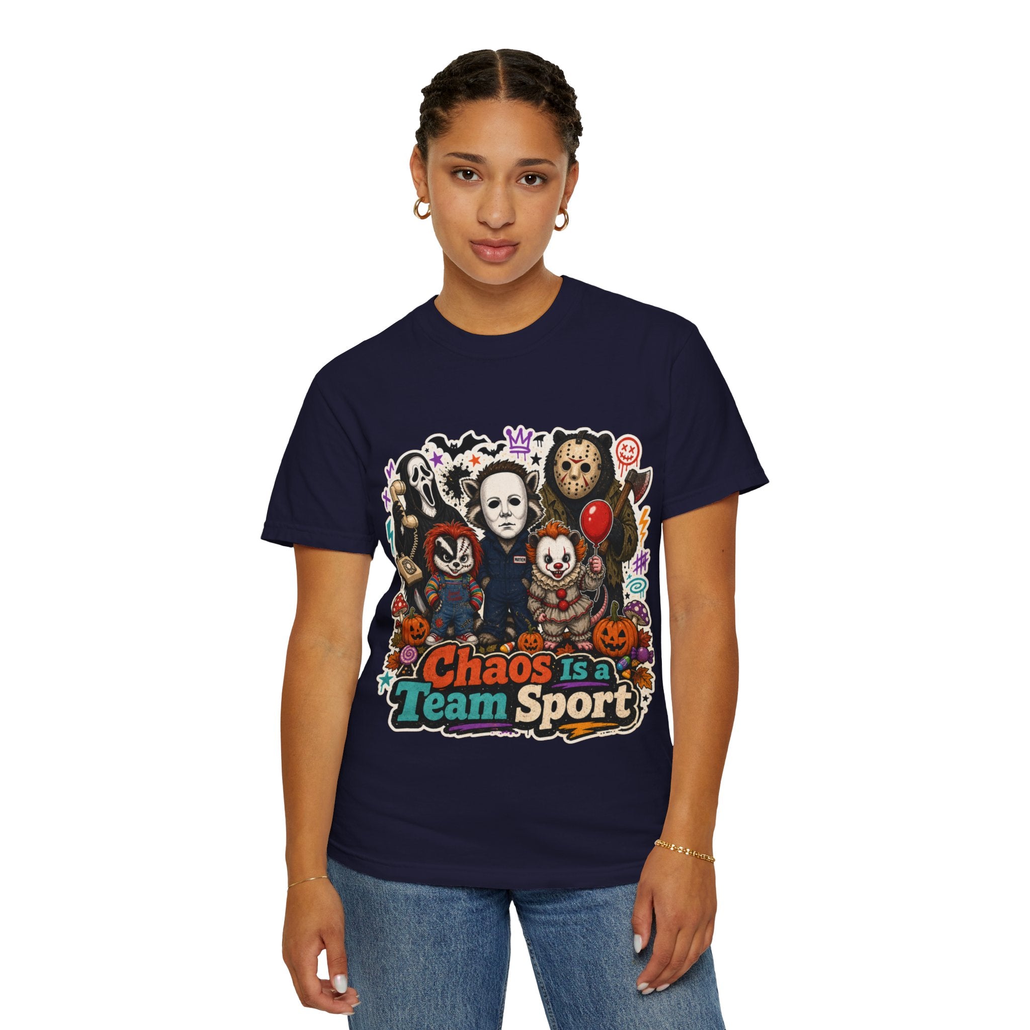 Horror Icons 'Chaos Is a Team Sport' Graphic T-Shirt