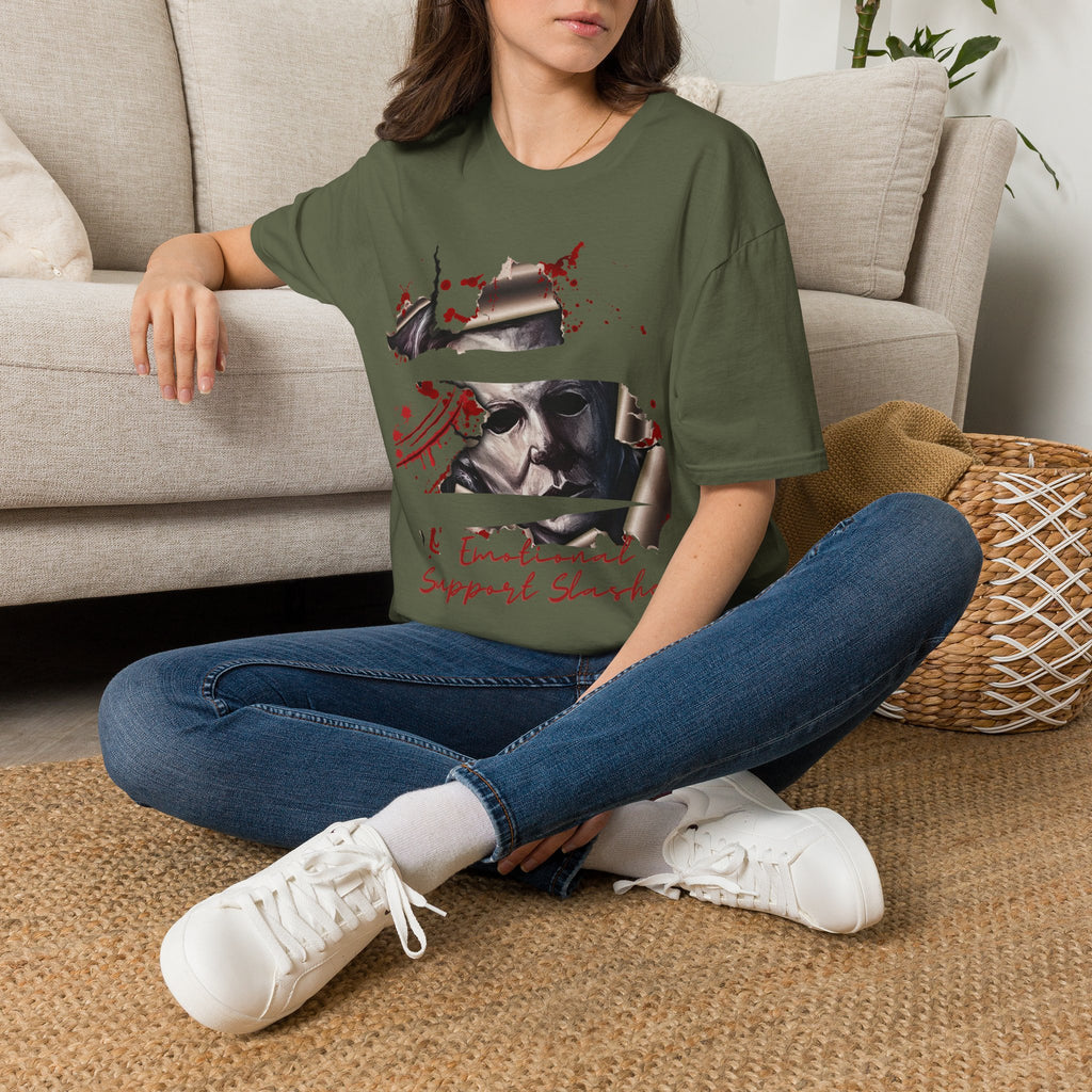 Horror Graphic T-Shirt — ' Emotional Support Slasher' Blood-Splatter Tee