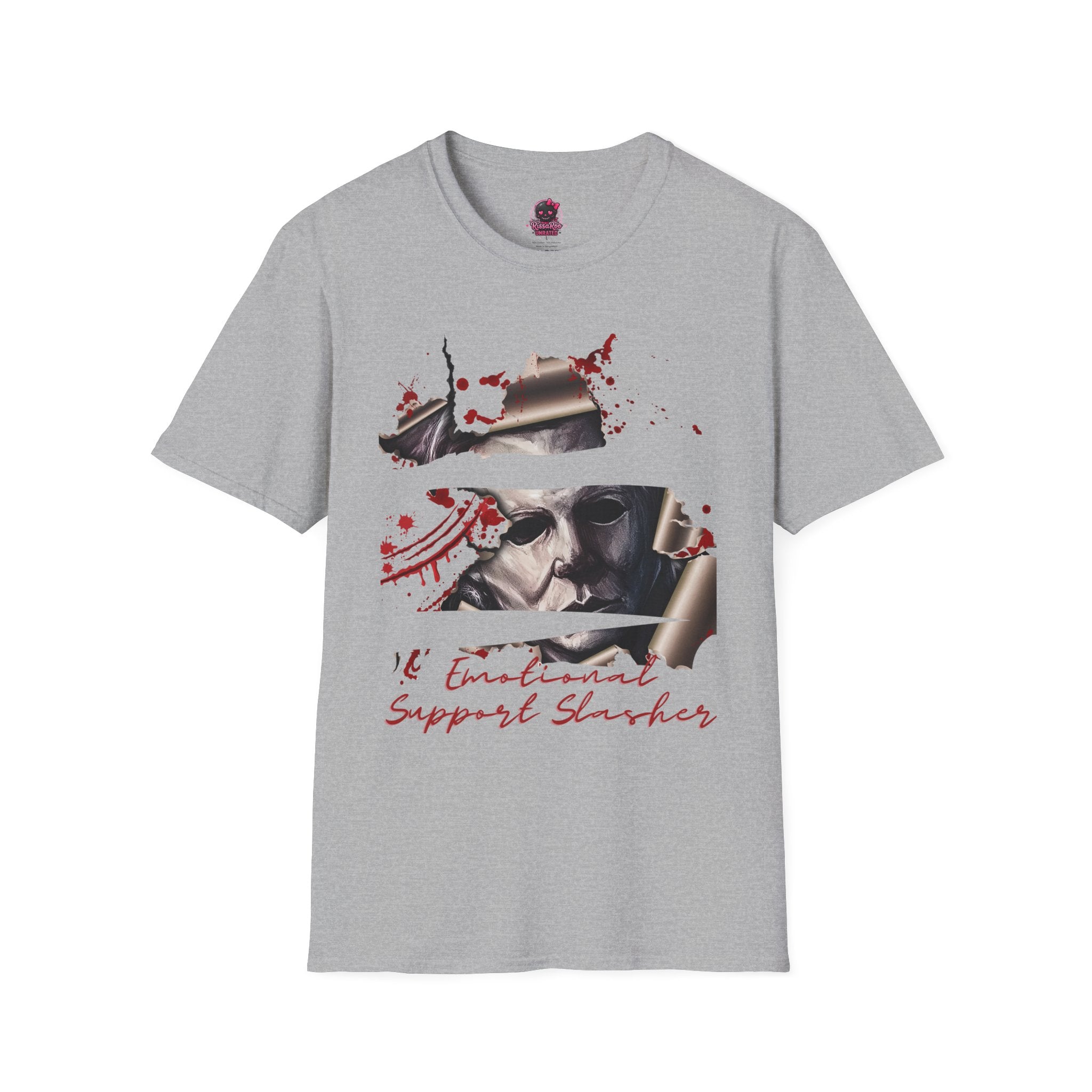 Horror Graphic T-Shirt — ' Emotional Support Slasher' Blood-Splatter Tee