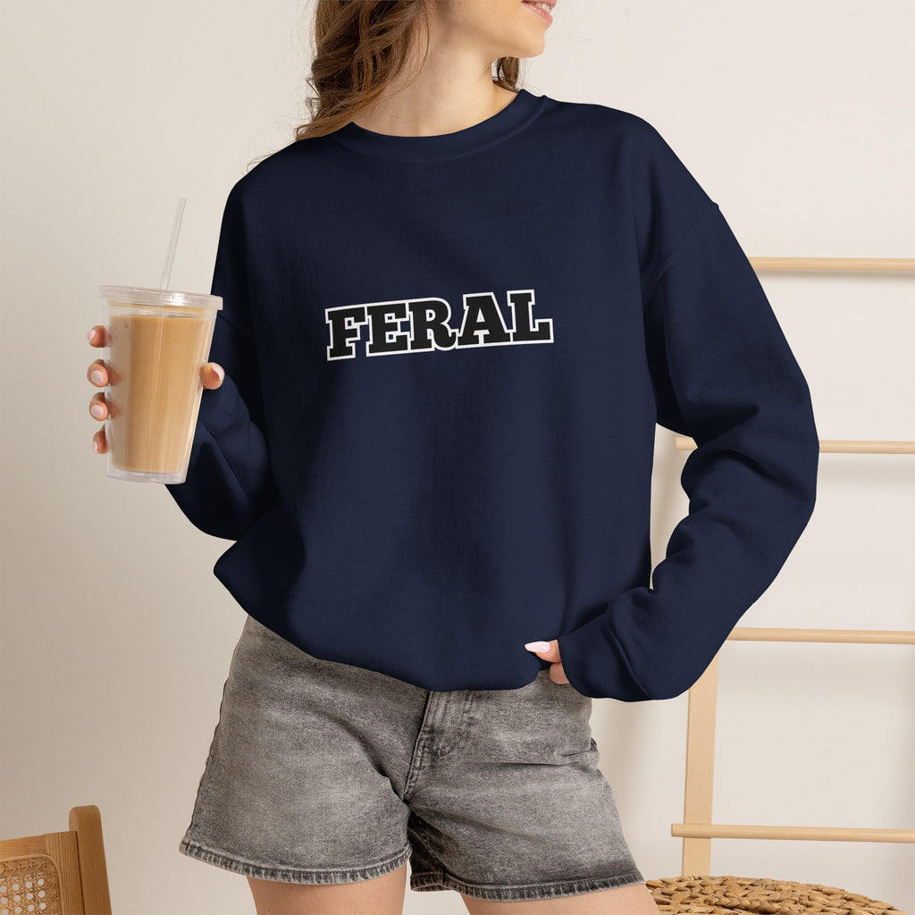 Feral Crewneck Sweatshirt – Bold Text Graphic Pullover