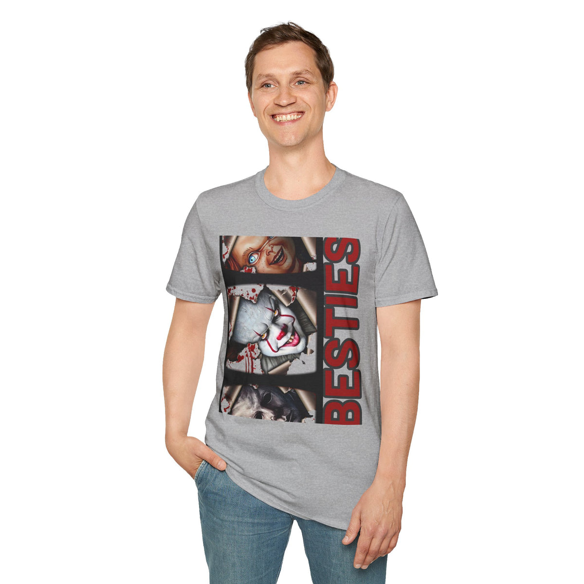 Horror Besties T‑Shirt — Creepy Faces Graphic Tee