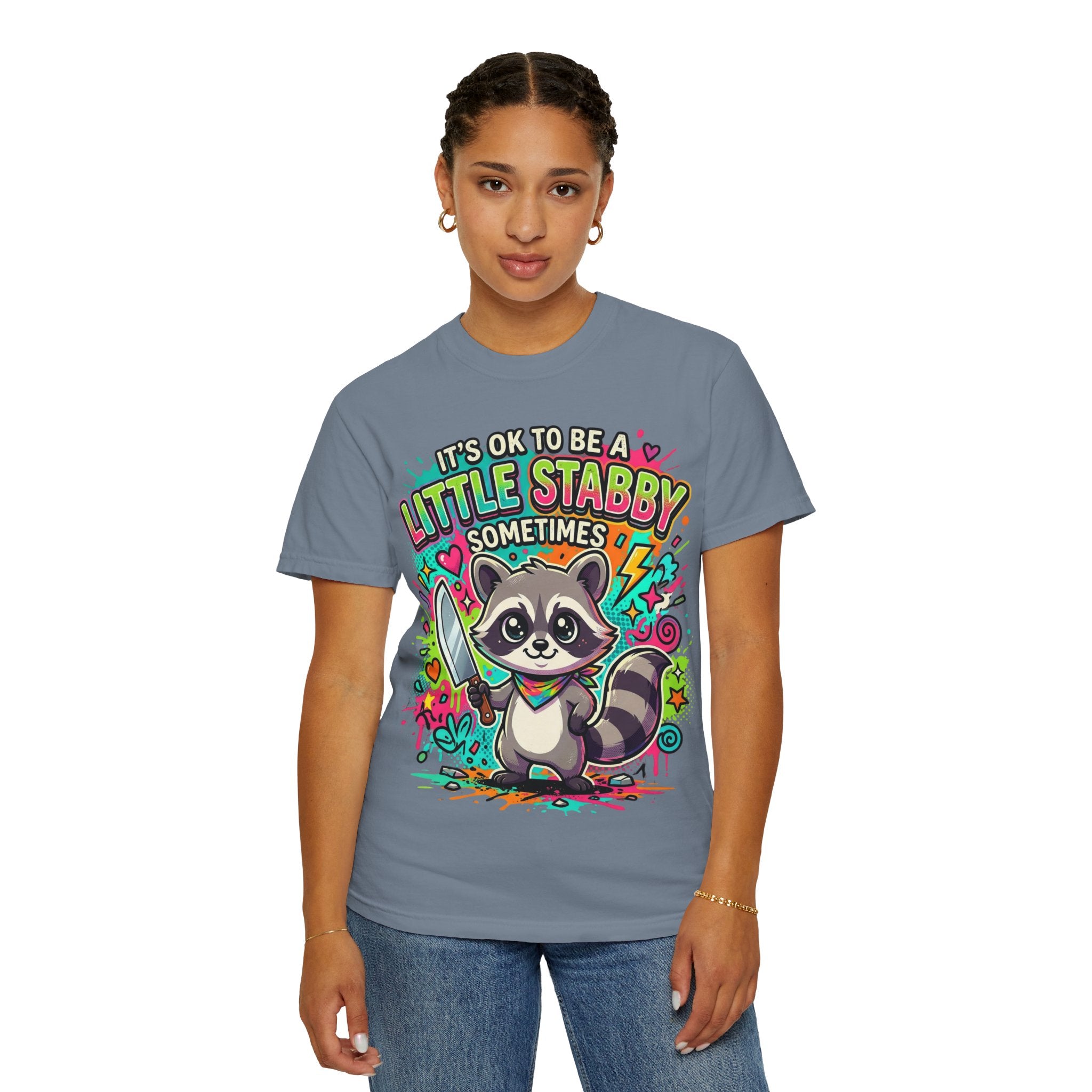 Raccoon "It's OK to Be a Little Stabby Sometimes" Graphic T-Shirt