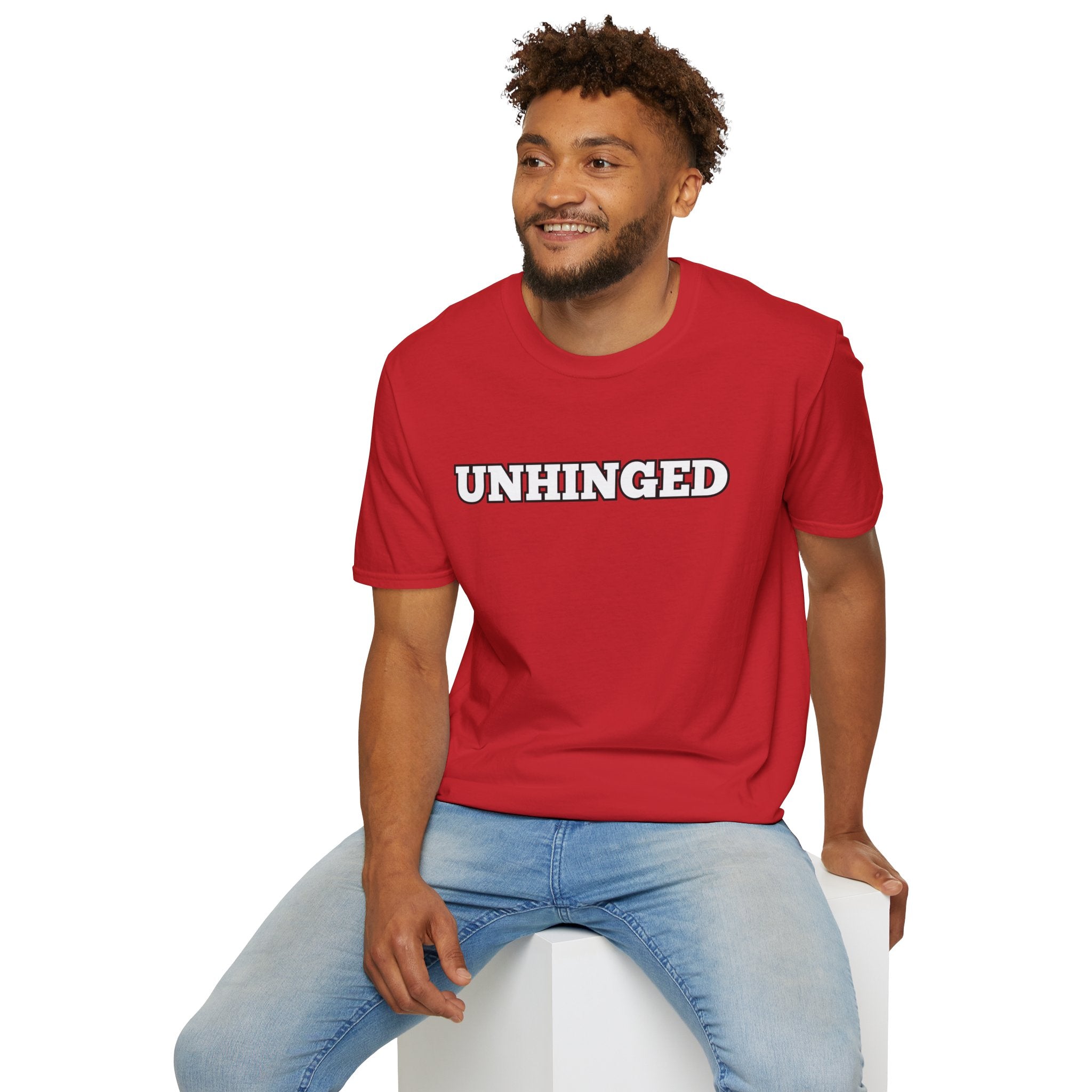 Unhinged Graphic Tee — Bold White Logo Casual T-Shirt