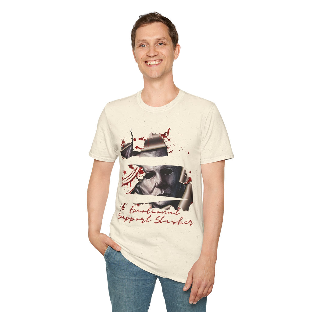 Horror Graphic T-Shirt — ' Emotional Support Slasher' Blood-Splatter Tee