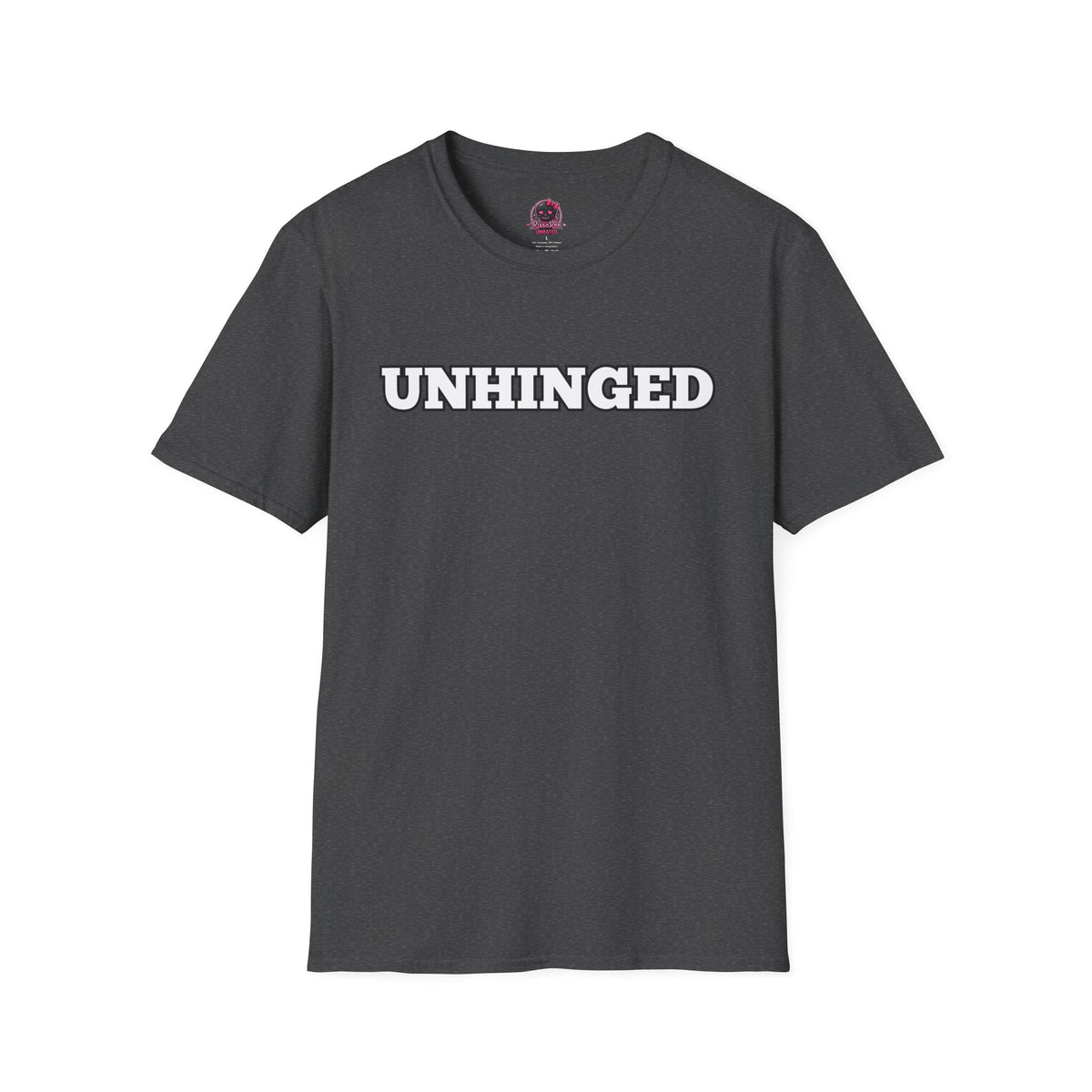 Unhinged Graphic Tee — Bold White Logo Casual T-Shirt
