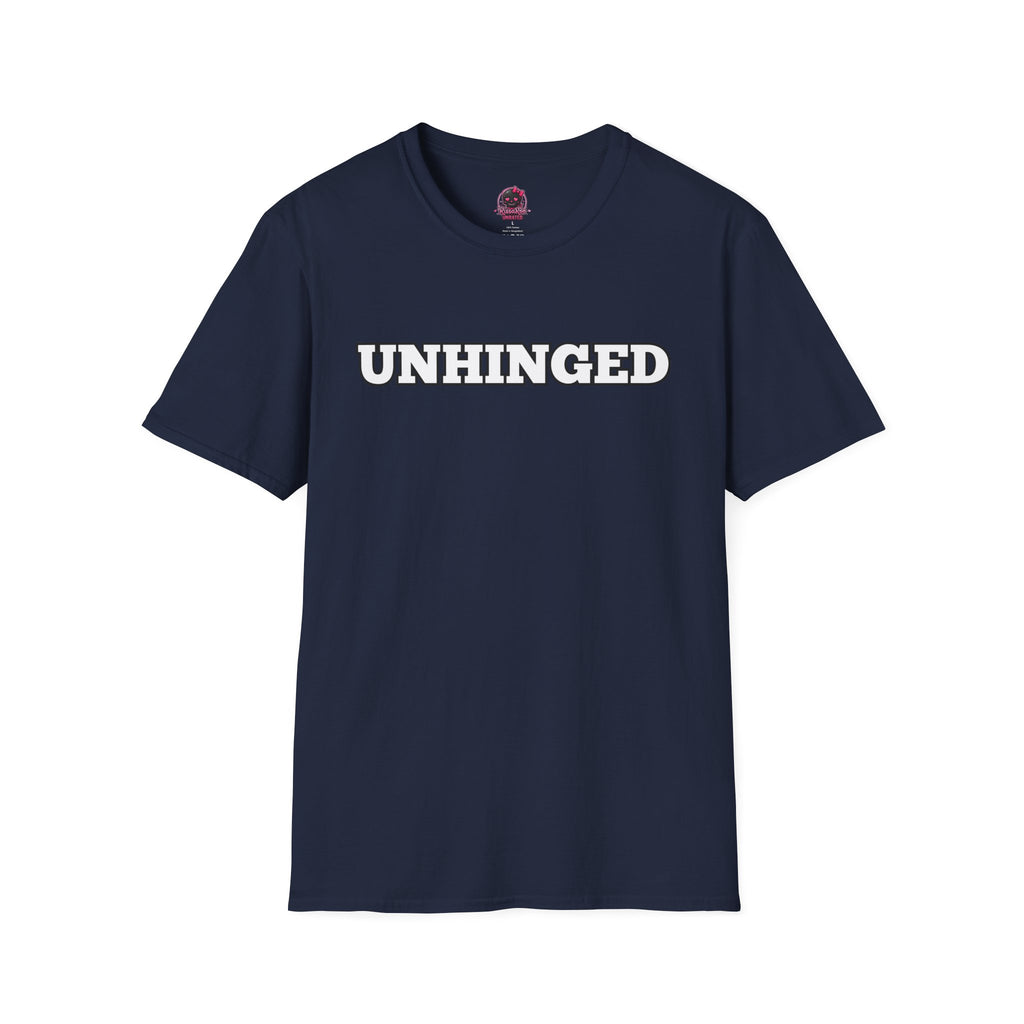 Unhinged Graphic Tee — Bold White Logo Casual T-Shirt