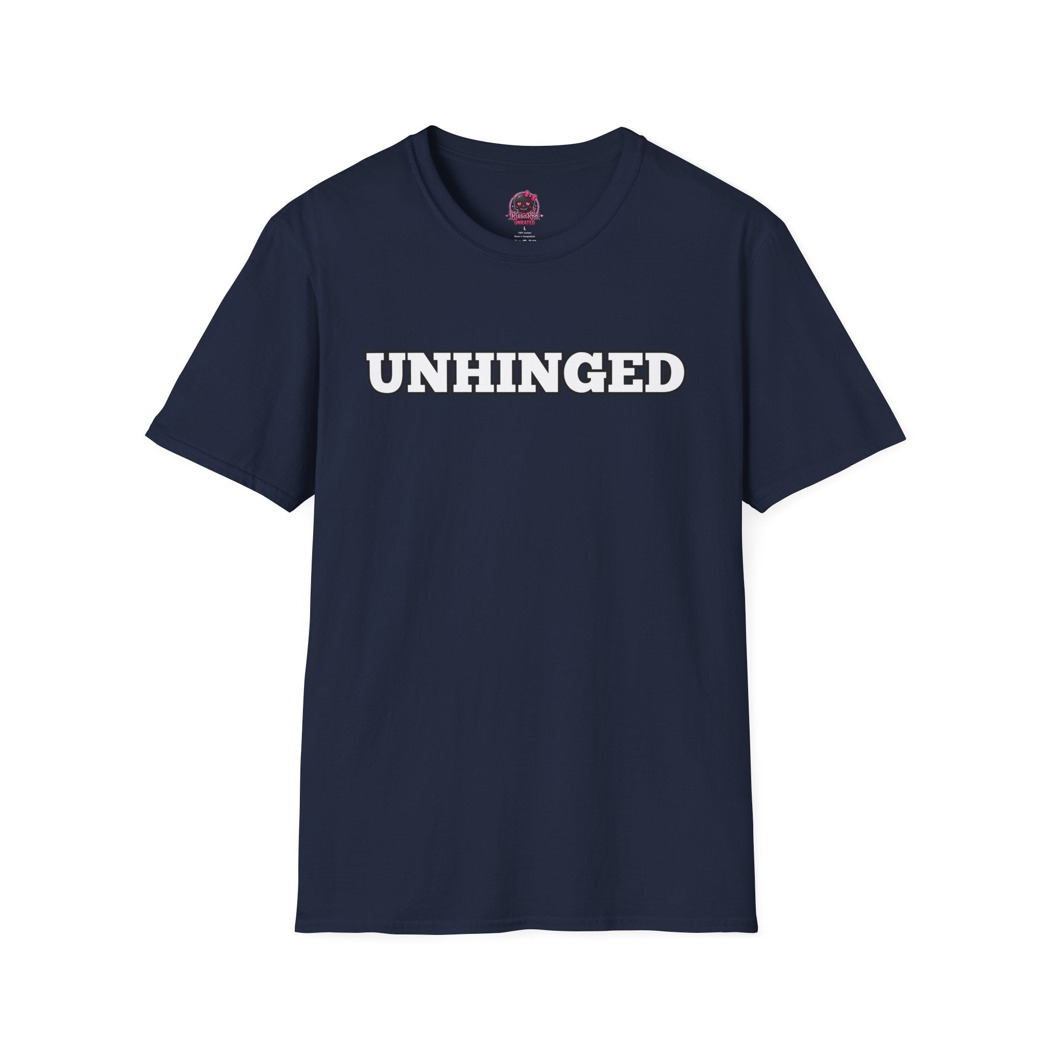 Unhinged Graphic Tee — Bold White Logo Casual T-Shirt