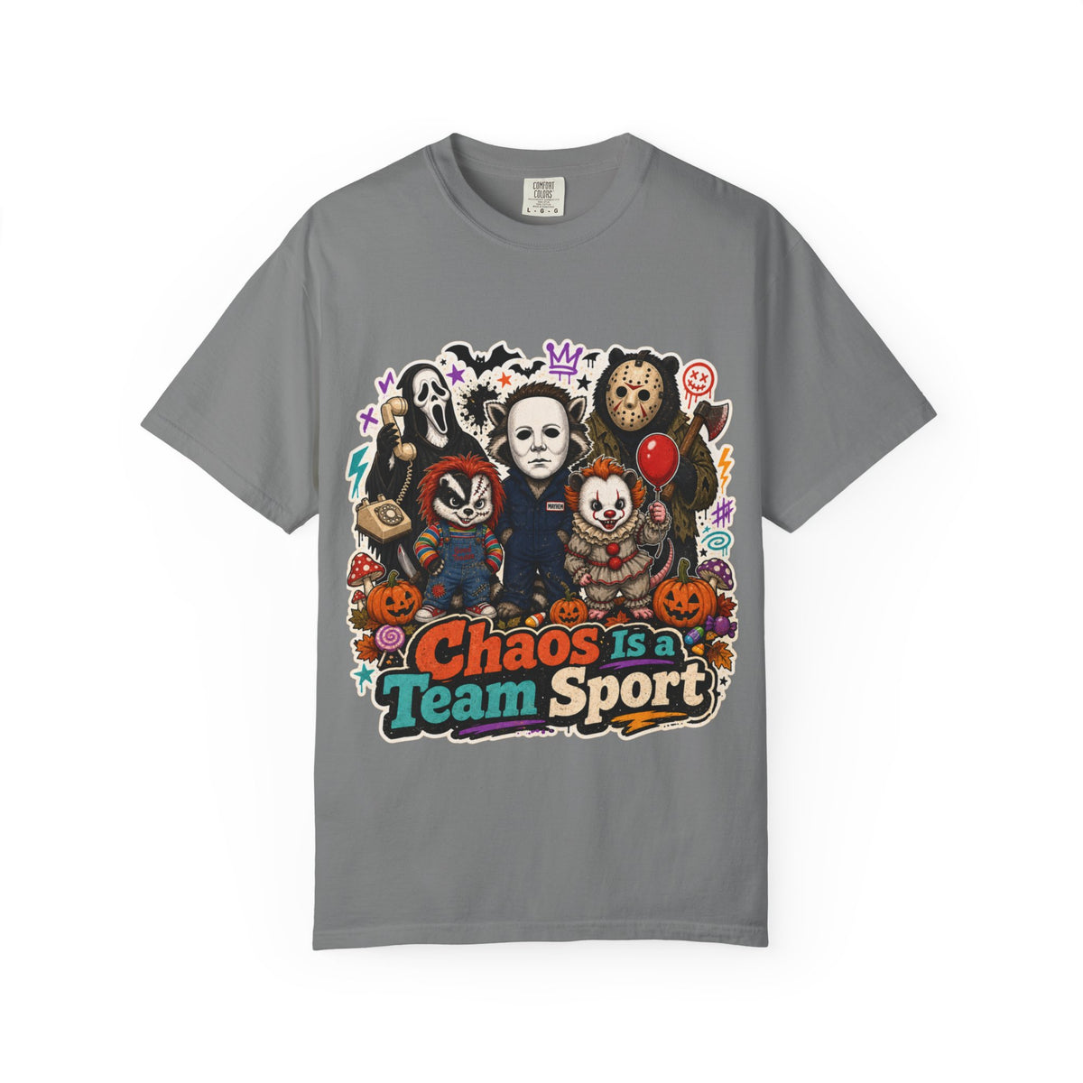 Horror Icons 'Chaos Is a Team Sport' Graphic T-Shirt