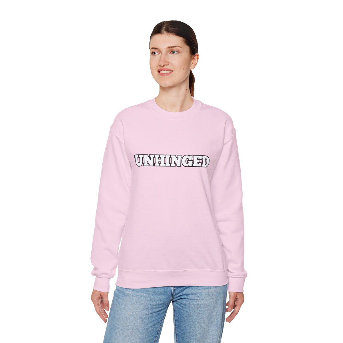 Unhinged Graphic Sweatshirt – Minimal Retro Lettering Crewneck