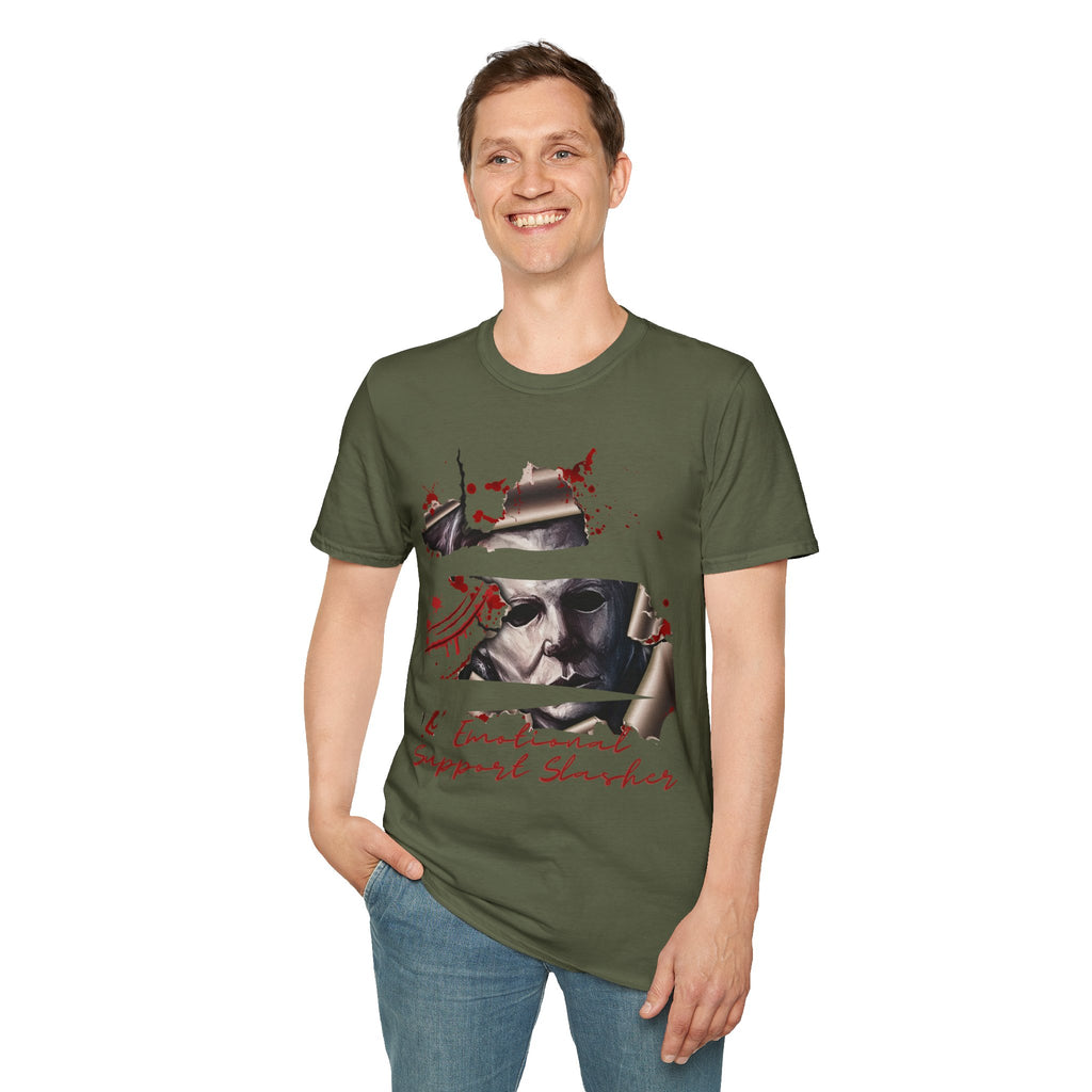 Horror Graphic T-Shirt — ' Emotional Support Slasher' Blood-Splatter Tee