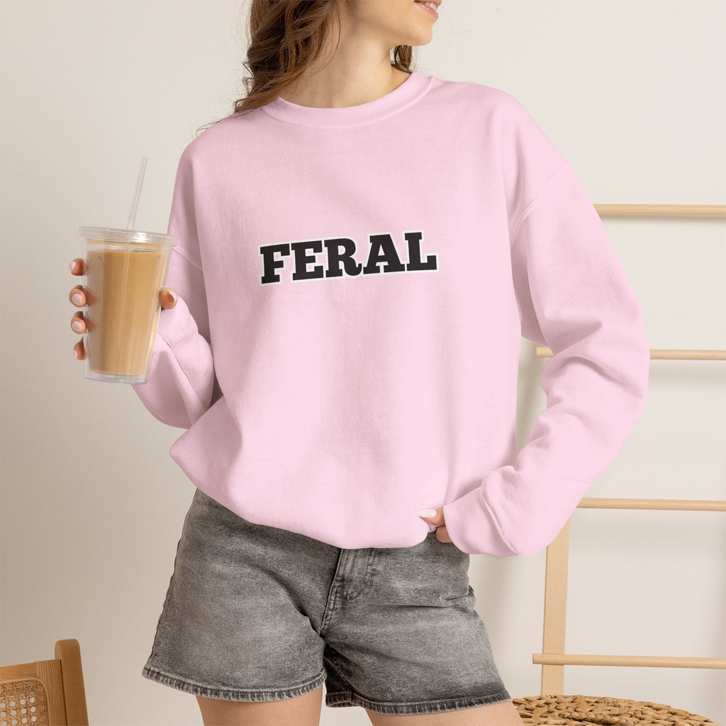 Feral Crewneck Sweatshirt – Bold Text Graphic Pullover