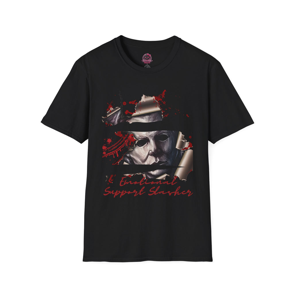 Horror Graphic T-Shirt — ' Emotional Support Slasher' Blood-Splatter Tee