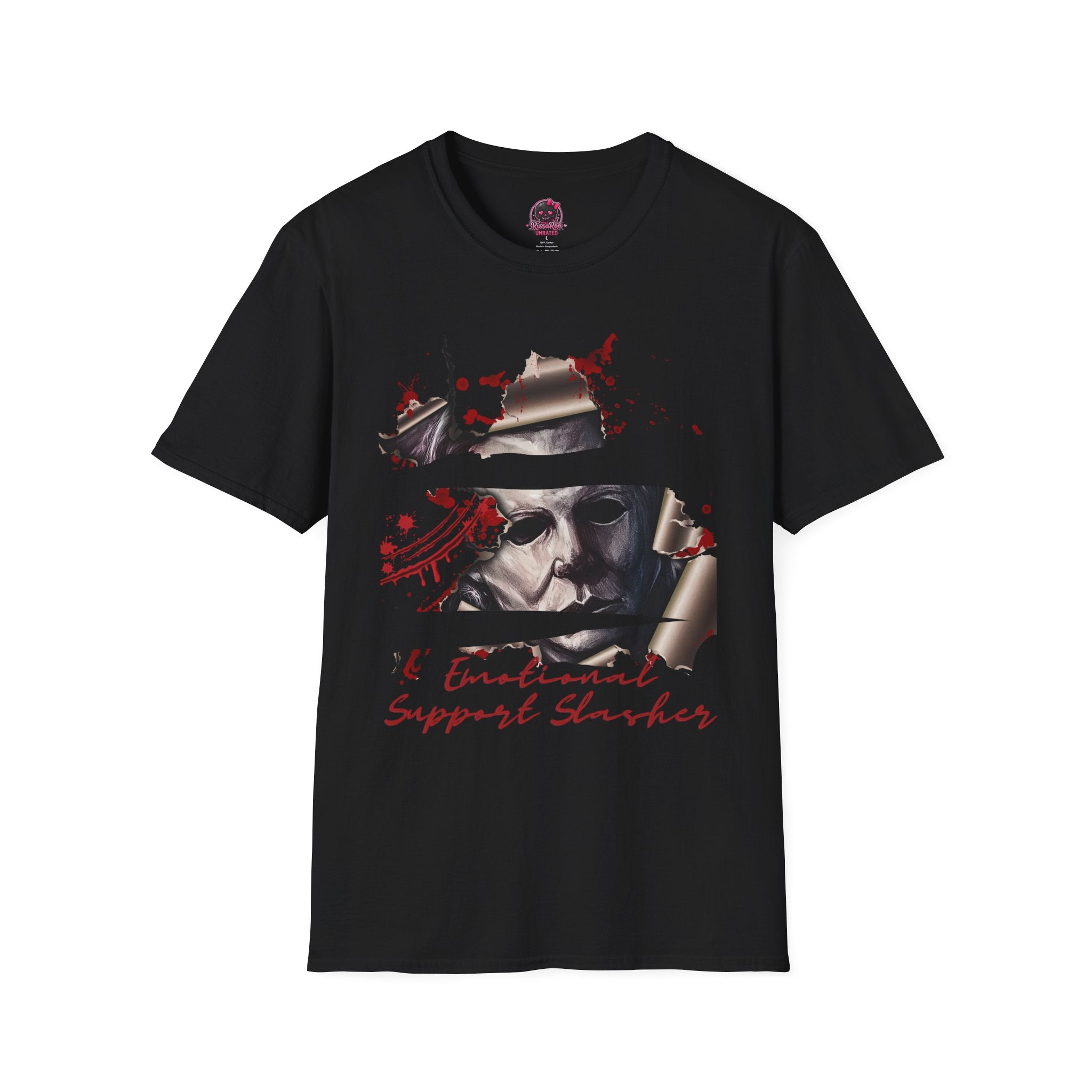 Horror Graphic T-Shirt — ' Emotional Support Slasher' Blood-Splatter Tee