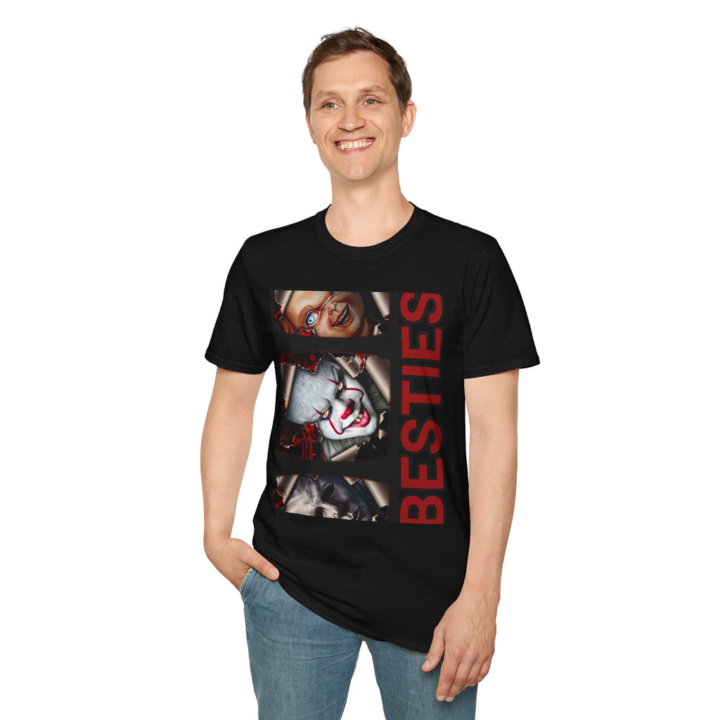 Horror Besties T‑Shirt — Creepy Faces Graphic Tee