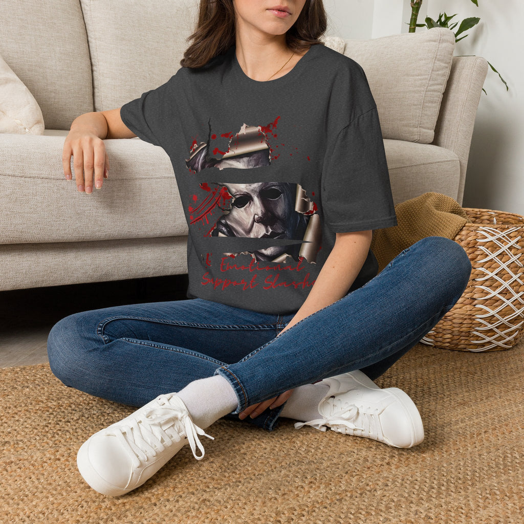 Horror Graphic T-Shirt — ' Emotional Support Slasher' Blood-Splatter Tee