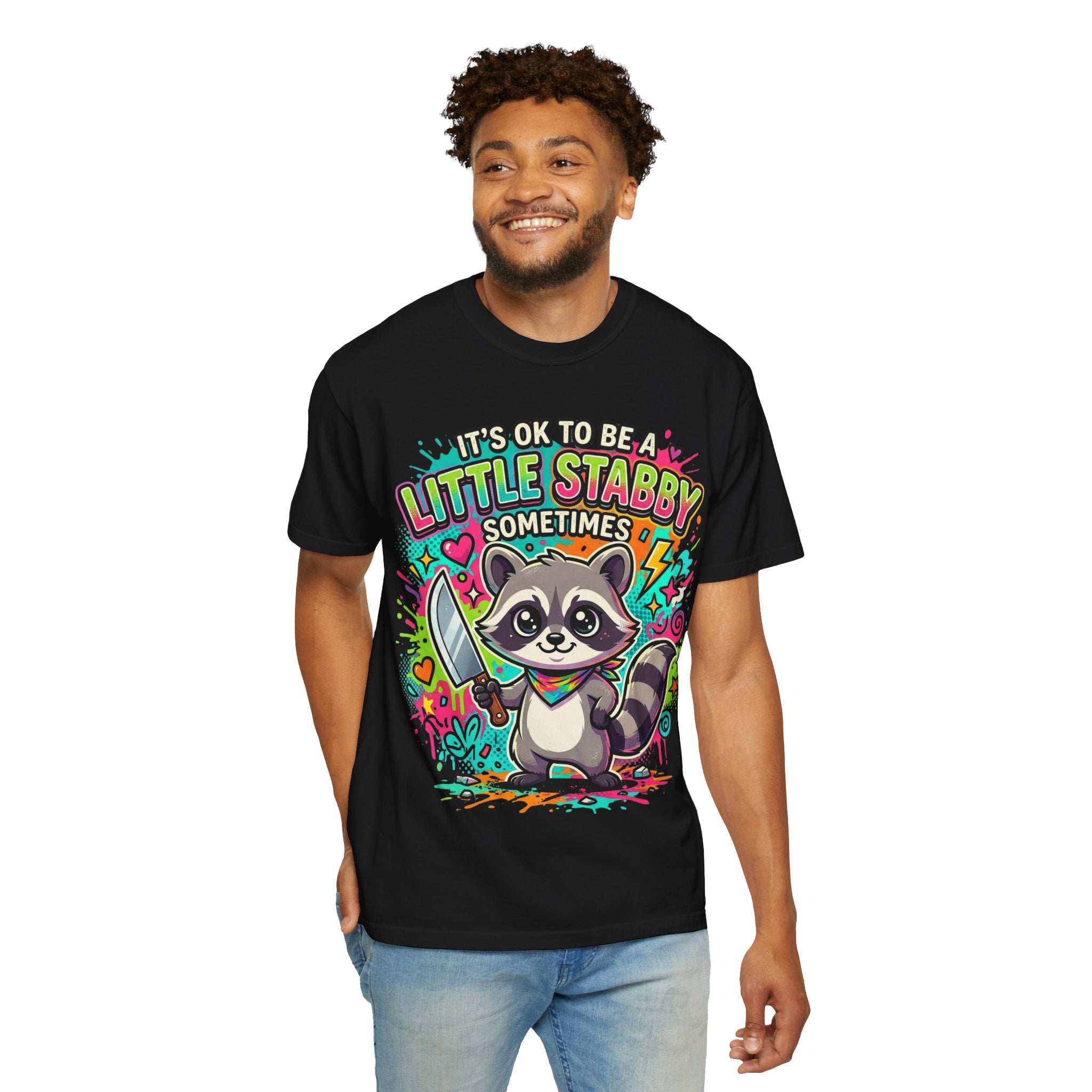 Raccoon "It's OK to Be a Little Stabby Sometimes" Graphic T-Shirt