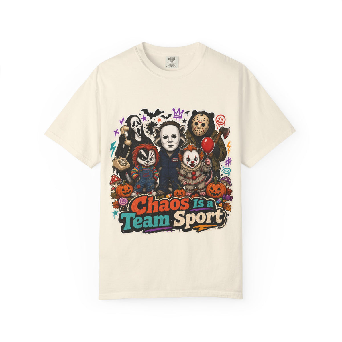 Horror Icons 'Chaos Is a Team Sport' Graphic T-Shirt