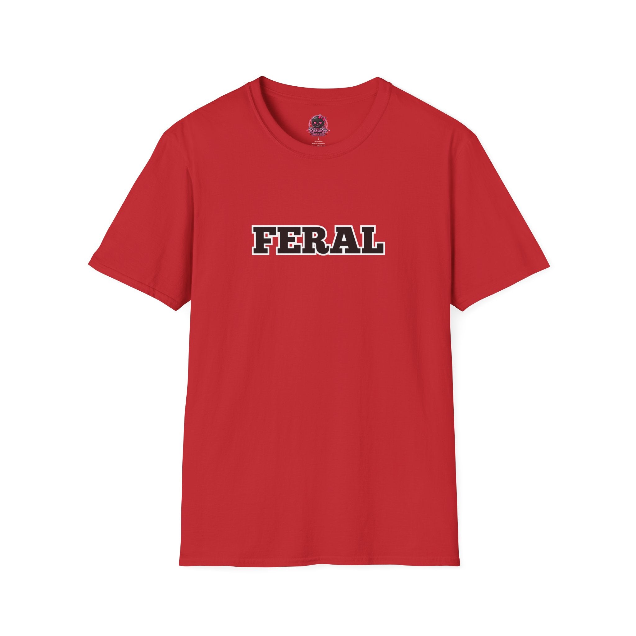 FERAL Graphic Tee — Bold Collegiate Lettering Casual T-Shirt