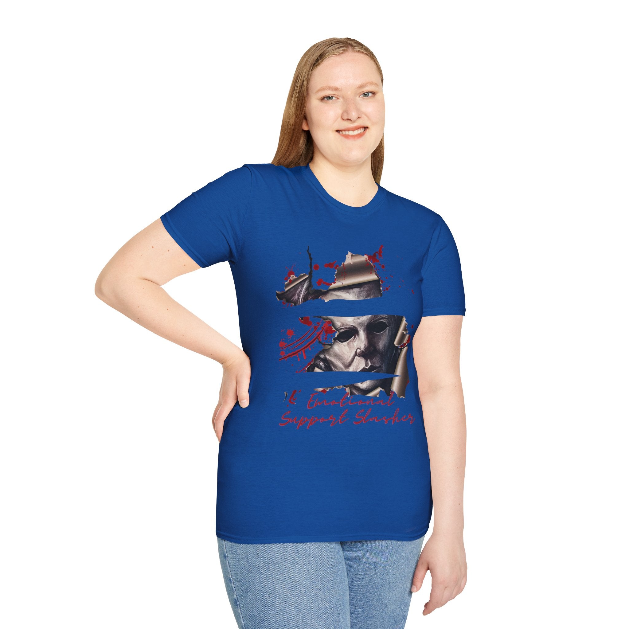 Horror Graphic T-Shirt — ' Emotional Support Slasher' Blood-Splatter Tee