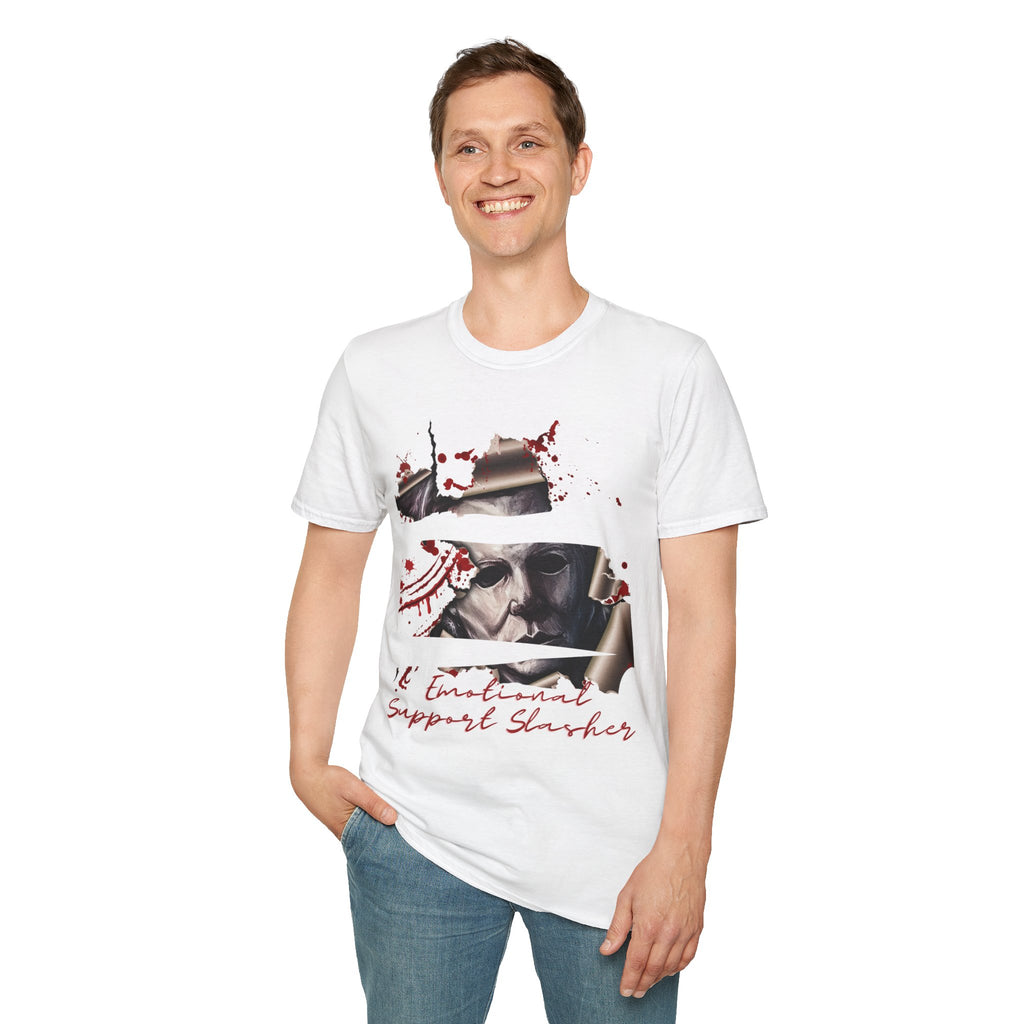 Horror Graphic T-Shirt — ' Emotional Support Slasher' Blood-Splatter Tee