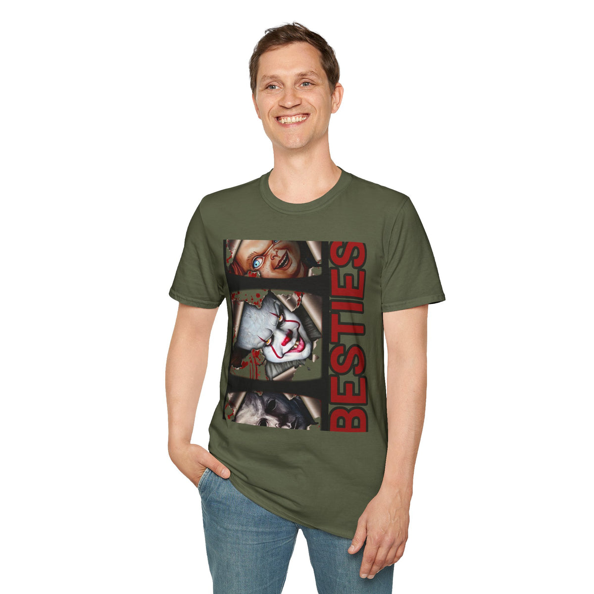 Horror Besties T‑Shirt — Creepy Faces Graphic Tee