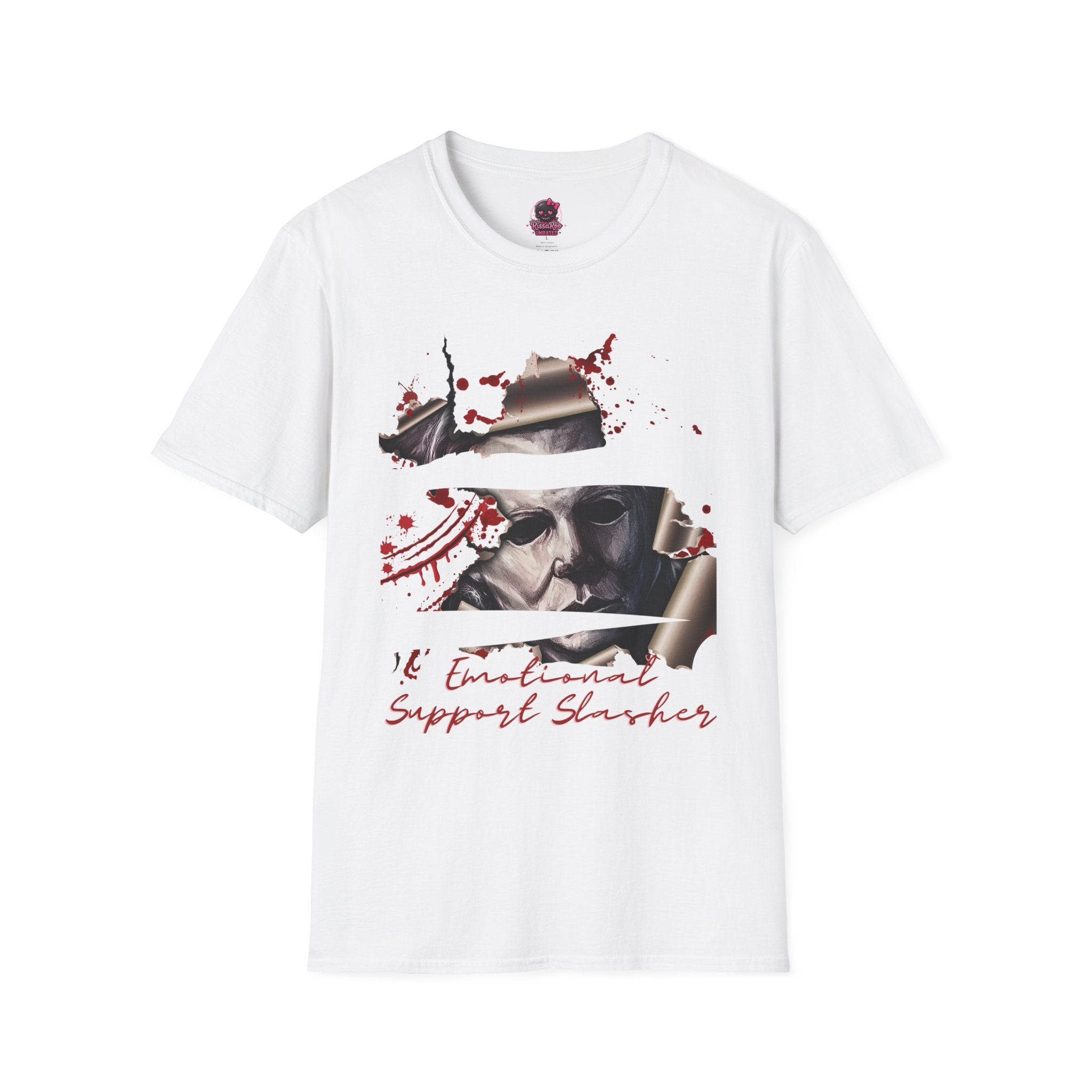 Horror Graphic T-Shirt — ' Emotional Support Slasher' Blood-Splatter Tee