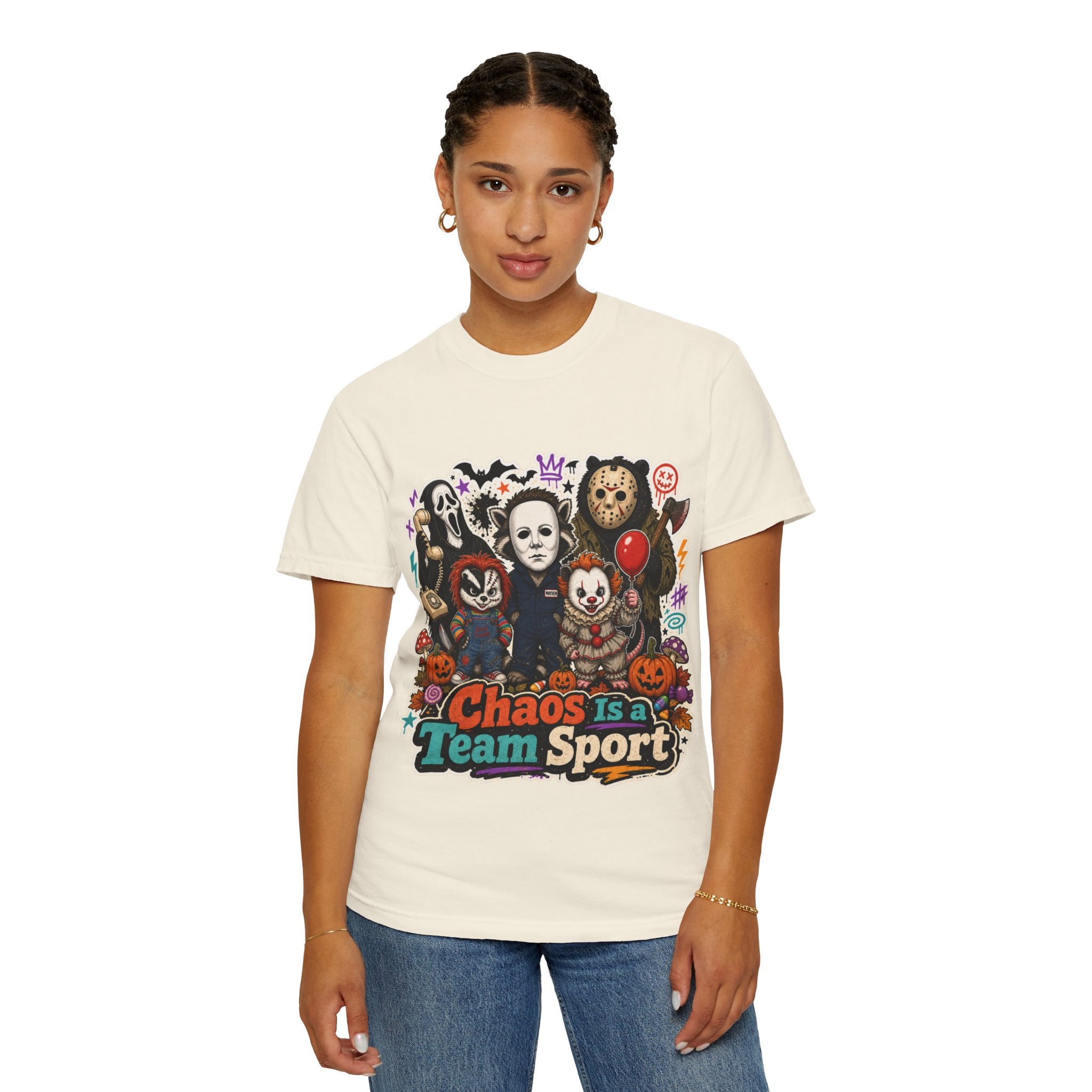 Horror Icons 'Chaos Is a Team Sport' Graphic T-Shirt
