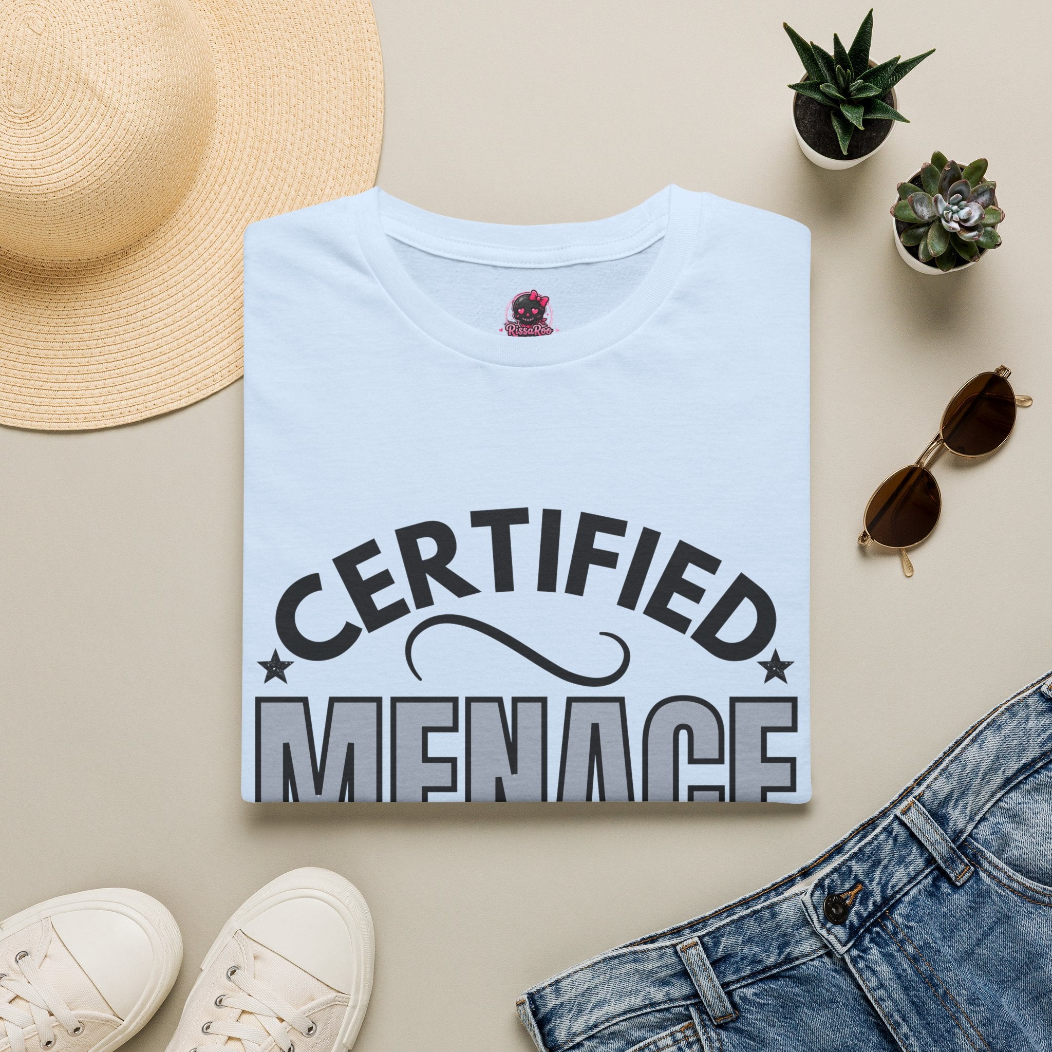 Certified Menace T-Shirt Black Writing — Funny Retro Badge Tee for Sarcastic Teens & Friends