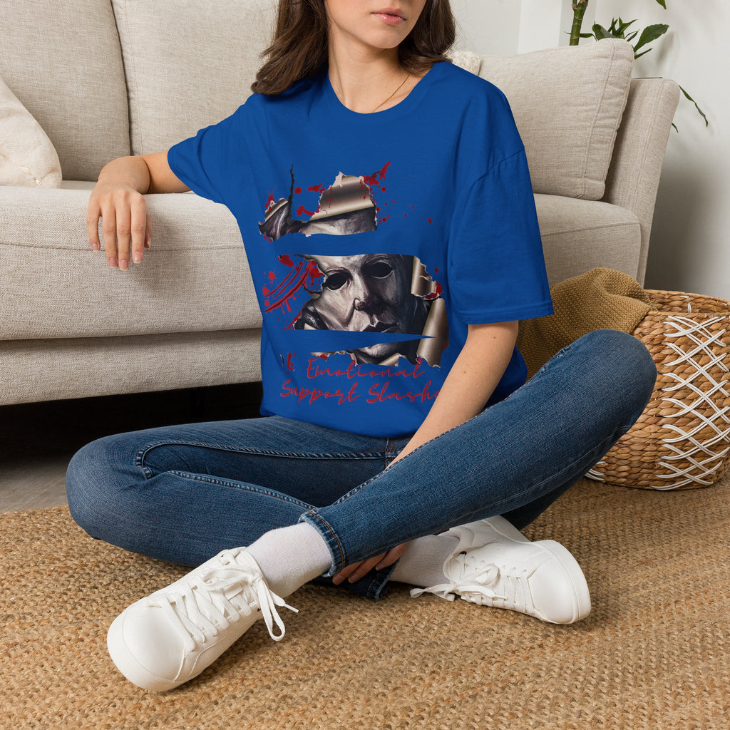 Horror Graphic T-Shirt — ' Emotional Support Slasher' Blood-Splatter Tee