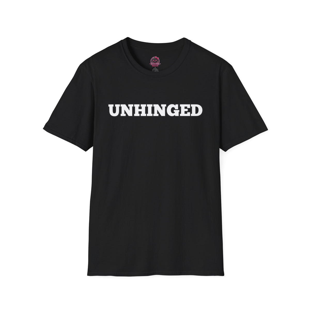 Unhinged Graphic Tee — Bold White Logo Casual T-Shirt