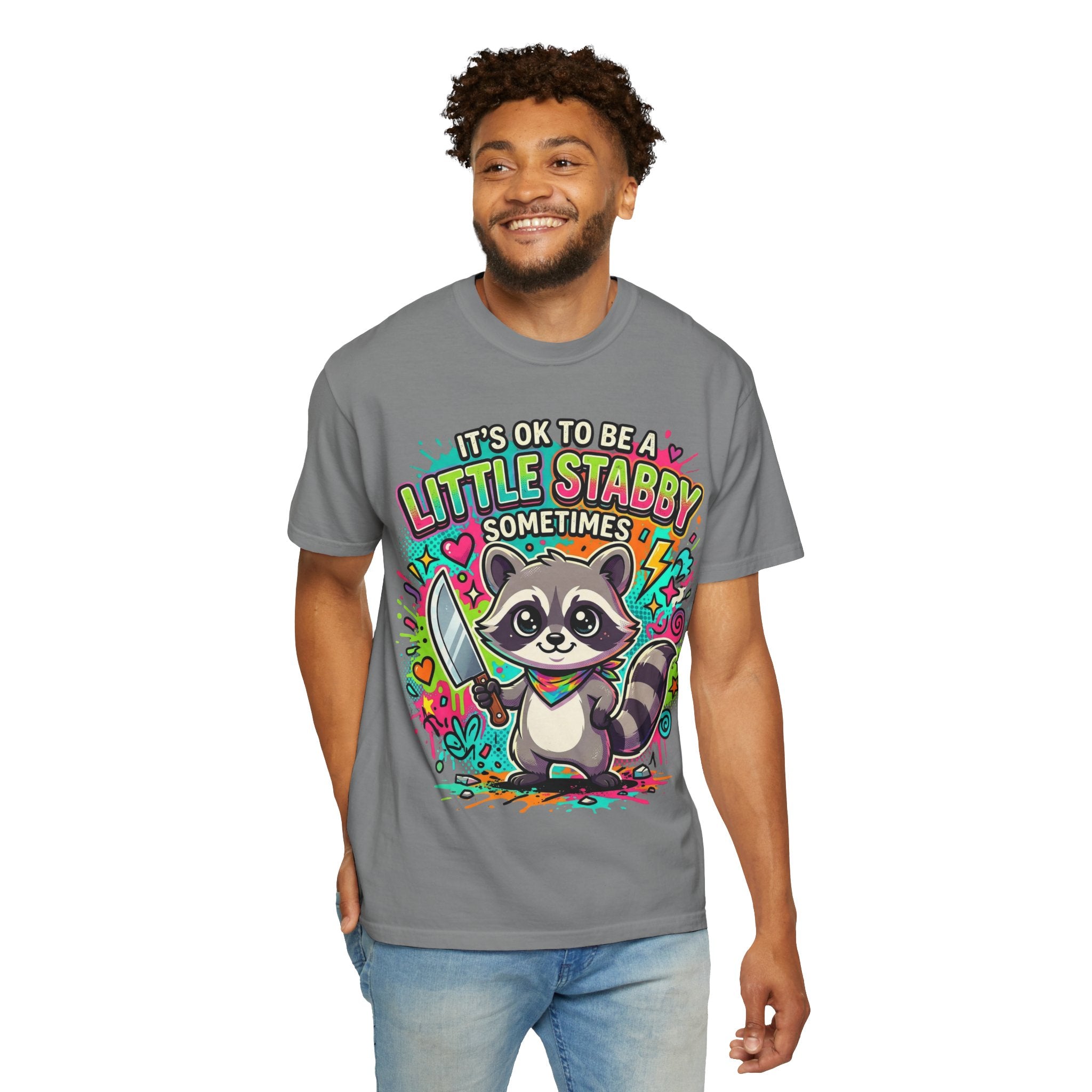 Raccoon "It's OK to Be a Little Stabby Sometimes" Graphic T-Shirt